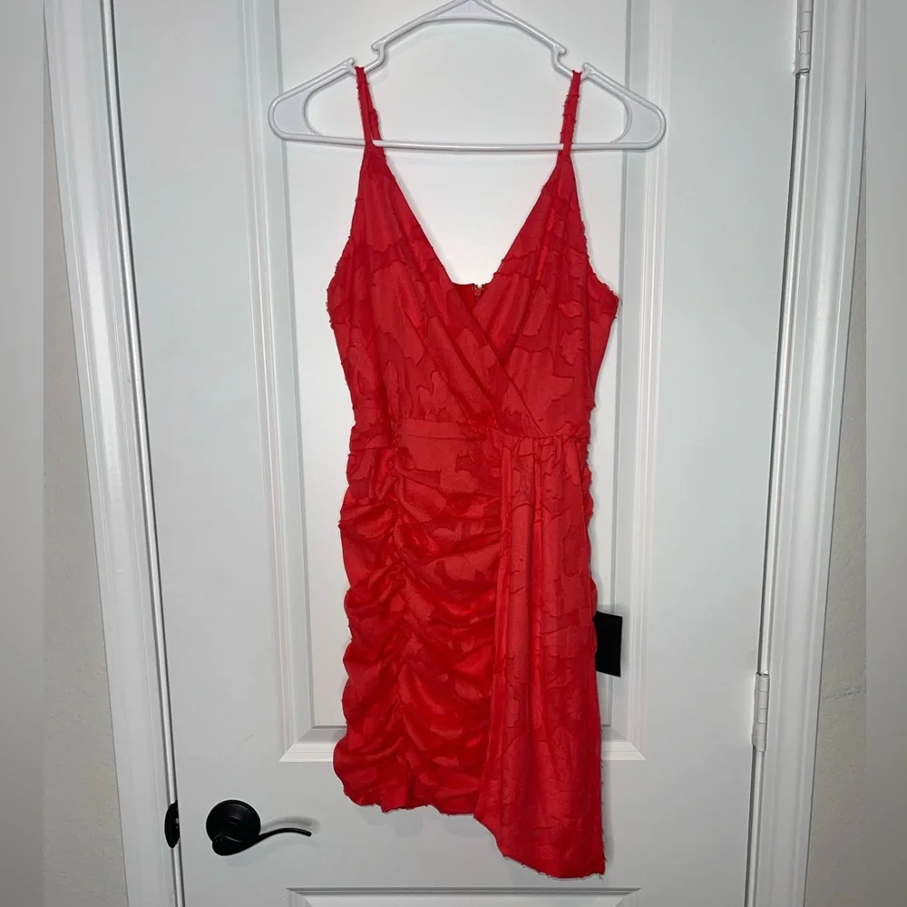 Lulus Primped to Perfection Red Floral Burnout Chiffon Ruched Dress - Picture 7 of 11